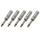 5pc Audio 1 4  Ts Plug 6 35mm Mono Male Solder Jack Connector For Speaker guitar