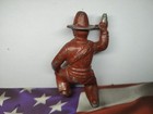 Rare Brown American Metal Cowboy Kneeling W  Gun