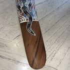 Vtg Wooden Genuine Aboriginal  Australian Boomerang Hand Painted Lizard Signed