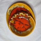 Cal Style A212 Mid Century Mcm Ceramic Ashtray Dish Orange Yellow Brown Glaze
