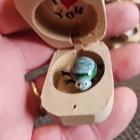 8 Vintage Wooden Wiggly Ladybug In Nut Shaped Wooden Box  i Love You 