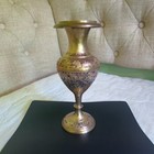 Vintage Indian Solid Brass Hand Painted Brass Vase - Handmade