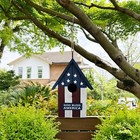Wood Bird House Us Flag July 4th Garden Decorative Wooden Hanging Small House