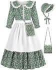 Girls Pioneer Costume Floral Colonial Prairie Dress For Little Kids 8 140 Green