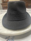Black Wool Felt Fedora Or Trilby Hat With Shaped Brim  Rn  155352