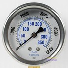 Liquid Filled 2 5  5000 Psi Air Pressure Gauge Lower Side Mount 1 4  Npt