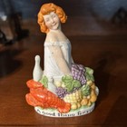 Early 1900  a Good Thing For You  Pretty Girl Schafer Vater Ceramic Whiskey Nip