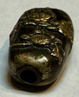 Antique 19th Century Meiji Japan Ojime Bead - Chrysanthemums And Pagoda