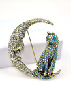 Large Cat On The Moon Brooch Pin Fashion Animal Design Brooches Jewelry Gift