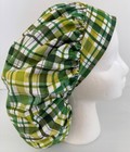 Green Plaid Print Size Large Medical Bouffant Scrub Cap Surgery Hat