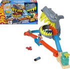 Hot Wheels Toy Car Track Set  City Shark Chomp Beach Playset With 1 64 Scale