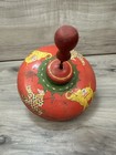 Vintage Ohio Art Tin Lithograph Elephants Clowns Spinning Toy Top Red Free Ship
