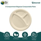 Bosnal - Bagasse Compostable 3-compartment 10 Inch Plates - Case Of 20  500 Pcs 