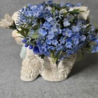 Vintage Ceramic Lamb Planter Blue Bow Floral Arrangement Japan Mcm Kitsch Decor