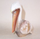 Pelican Hand Carved Painted Wood Art Sculpture Statue Figurine Vintage Antique
