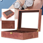 10-slot Watch Box Glass Top Vintage Display Jewelry Storage Organizer Case Wood