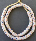 Made In Ghana African Opaque White Multi Recycled Glass Trade Beads-ghana