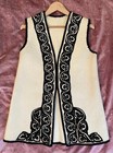 Vintage Romanian Eastern Europe Wool Embroidered Vest Folk Art Sz S M Hippie 30s