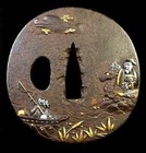 Edo Period Japan Antique Iron Dragon Hermit Mito School Tsuba Box Sword Katana 