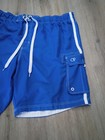 Vintyge Op Men s 3xl Blue Shorts Mesh Lined Drawstring Elastic Waist Pockets