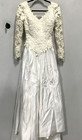 Vtg Bonny Off White Scalloped Soft Satin Long Sleeve Wedding Dress Gown Size Sm