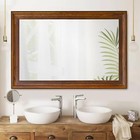 Rustic Wood Wall Mirror For Bathroom rectangle 24 X 36 Inch Hanging Vanity Mi   