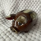 Vtg Drip Glaze Brown Green Ceramic Piggy Bank Made In Korea