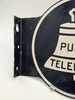 Vintage Original Public Telephone Round Aluminum Sign W  Flange