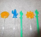 12x Lot Vintage Swizzle Stir Sticks Cocktail Drink Margherita Cactus Flower Lime