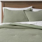 King Washed Waffle Weave Comforter And Sham Set Sage Green - Threshold 
