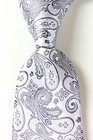 Classic Paisley Gray Silver Jacquard Silk Men s Tie Necktie Hanky Cufflink Set