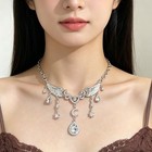 Angel Wing Moon Star Rhinestone Clavicle Dangle Alloy Choker Necklace