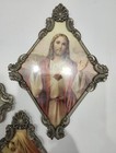 Lot Of 3 Jesus Angel Prints Metal Frames Antique Vintage Church Religious Art 