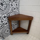 Portable Brown Wood Triangle Corner Shower Bath Stool Seat For Bathroom
