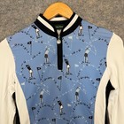 Golfino Performance 1 4 Zip Golf Shirt Womens 6 Graphic Performance Blue White