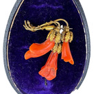 Gold Filled Rare Antique Early Victorian Brooch Old Estate Carved Coral Flowers