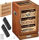 Premium Cigar Large Storage Cabinet Countertop Display Cedar Humidor Glass Top