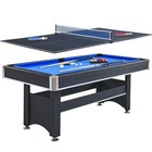 6 Ft Pool Table Tennis Top  Black Blue Felt  Multi-game Combo