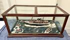 Exceptional Antique Steamship Ship Yacht Lighthouse Sailboat Cased Model Diorama