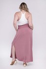 Zenana Plus Size Smocked Waist Side Slit Maxi Skirt W  Pockets Rayon Blend