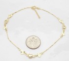 Adjustable Cable Chain Puffed Heart Ankle Bracelet Anklet Real 14k Yellow Gold 