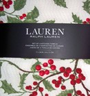 Lauren 3 Pc Kitchen Dish Towel Set Christmas Holiday Holly Berries Cotton Nwt