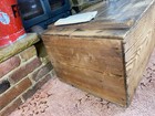 Old Antique Pine Chest  Vintage Wooden Storage Trunk  Blanket Box  Coffee Table 
