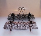 Black Metal Mesh Pair Taper Candle Holders Mid Century Centerpiece Vintage Mcm