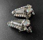 Art Deco Silver Tone Rhinestone Shoe Clips 1 5  Clear Sparkle Bridal Heels Decor