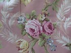 Vintage 1940 s Barkcloth Era Style Faille Drapery Panels Pink Roses On Pink