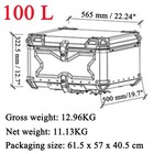 100l Motorcycle Top Box Luggage Storage Case Black Al Alloy Tail Carrier Trunk