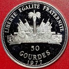 1977 Haiti 50 Gourdes  64 Oz Silver Proof 1980 Moscow Olympics Athletes Mnt 3720
