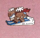 Cute Ski Alaska Skiing Moose Travel Souvenir Jacket Lapel Pin