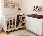 Western Crib Bedding Set Brown Cow Baby Bedding  standard Or Portable Crib 